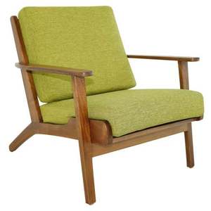 Sillón Moderno Connor de Madera Maciza y Lino - Verde Pistacho Ecológico para Sala de Estar, Dormitorio, Comedor, Oficina en Casa - Product Image 6
