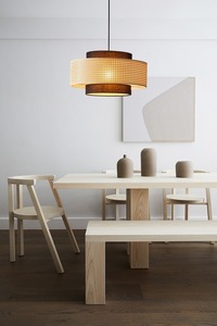 Lustre en tissu de style rétro français pour chambre à coucher, motif médiéval, lampe principale en bois massif LED pour restaurant, bar, chambre, couleur châtaigne - Product Image 6