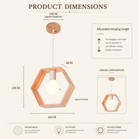 Lampe suspendue hexagonale en bois, cadre géométrique, pour boulangerie, fleuriste, auberge, coworking, vente en gros
