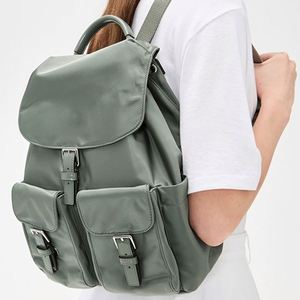 Unisex Large Nylon Backpack Fashionable Letter Pattern Multiple Pockets <b>Waterproof</b> <b>Drawstring</b> Closure Eco-Friendly Students - Product Image 1