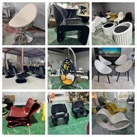 Sillón Lounge Moderno de Fibra de Vidrio con Diseño Ondulado, Sofá Individual Creativo en Forma de S sin Brazos para Sala de Estar de Lujo y Proyectos de Villas