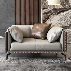 Văn phòng sofa da tối giản kinh doanh tiếp tân khu vực tiếp tân giải trí văn phòng sofa Bàn cà phê kết hợp - Product Image 4