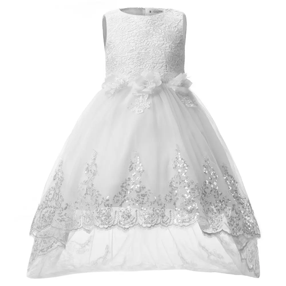 Hot Style Children's Wedding Dress Frock Design Trailing Skirts Rose Dress Baby Girls Princess Dress