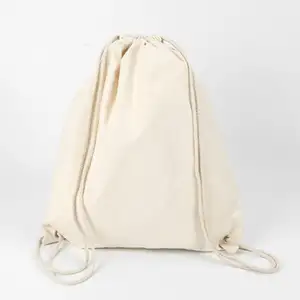 Düşük MOQ özelleştirilmiş hediye pamuklu bez İpli sırt çantası ipli bez sırt çantası Logo ile