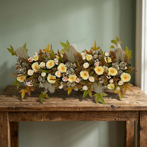 Fábrica de Flores Artificiales: Otoño Dorado, Bronce Antiguo y Dorado de Cosecha, Patta de Canal, Rosa Rústica y Hileras de Hierba de Pampas - Product Image 3