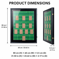 Cadre de présentation en bois pour cartes sportives, fond terrain de football, vitrine murale pour cartes à collectionner, boîte de rangement pour cartes de collection