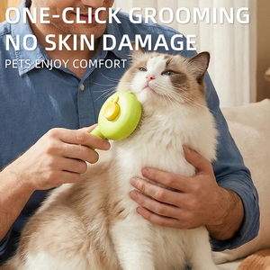 Cepillo de Aseo para <span class=keywords><strong>Gatos</strong></span> de Acero Inoxidable y Plástico de un Solo Toque, para Pelo Largo/Corto, Masajea y Limpia Suavemente el Pelo Suelto - Product Image 4