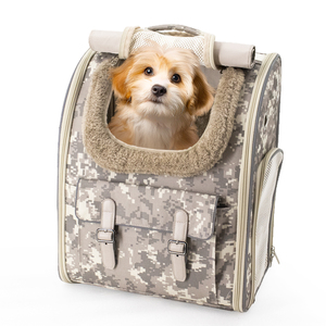 Sac à dos de transport pour animaux de compagnie, approuvé par les compagnies aériennes, luxueux, respirant, écologique, extensible, camouflage, pour chiens et chats, utilisation en extérieur - Product Image 1