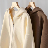 Sweat-shirt à capuche personnalisé surdimensionné pour homme, en coton gaufré de haute qualité, avec fermeture éclair, et t-shirt de sport