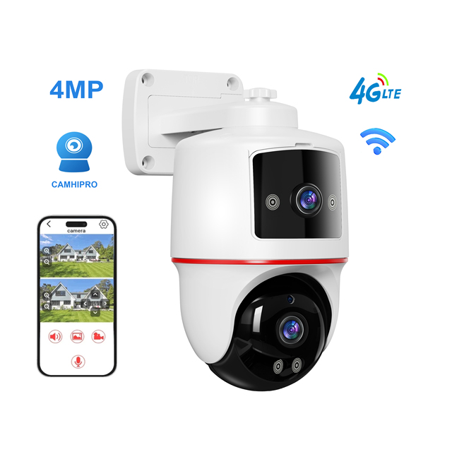 LCLCTEK 4MP 4G Dual Lens Intelligent Full Color Panoramic Camera IP66 Waterproof Smart Home Wireless WIFI Security CCTV Camera