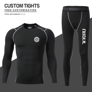 ชุดออกกำลังกายแขนยาว2ชิ้นสำหรับผู้ชายชุดออกกำลังกายยิมออกกำลังแบบแอคทีฟแขนยาว - Product Image 1