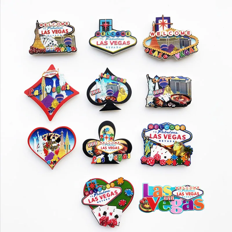 Benutzer definierte 3D-Druckguss Emaille Las Vegas Kühlschrank Magnete Tourismus Souvenirs benutzer definierte UV-Magnet Kühlschrank Aufkleber Kühlschrank Magnete