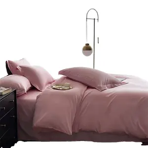 Juego de cama rosa de algodón 100% personalizable de alta calidad, set de cuatro piezas