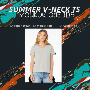 Camisetas de Verano al por Mayor 100% Algodón, Cuello en V, para Mujer, Corte Ajustado, Estilo Urbano, con Decoración de Logotipo Personalizado - Product Image 2