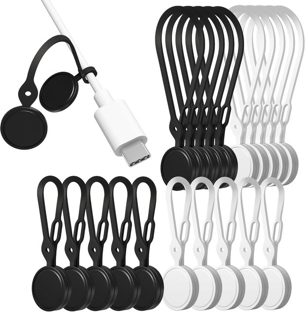 New Black Silicone Cord Magnetic Cable Ties Charging Cord Organizer Cable Management Straps Headphone Reusable Cable Winder