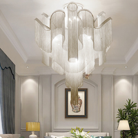 Lustre de plafond en chaîne d'aluminium sur mesure de luxe en gros, lumières LED, décoration intérieure