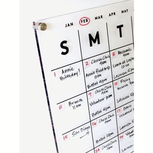 Wholesale Acrylic 3mm Thick Back-to-School Calendar <b>Fridge</b> Customized Monthly Weekly Magnetic Dry Erase Transparent Meal Planner - Product Image 2
