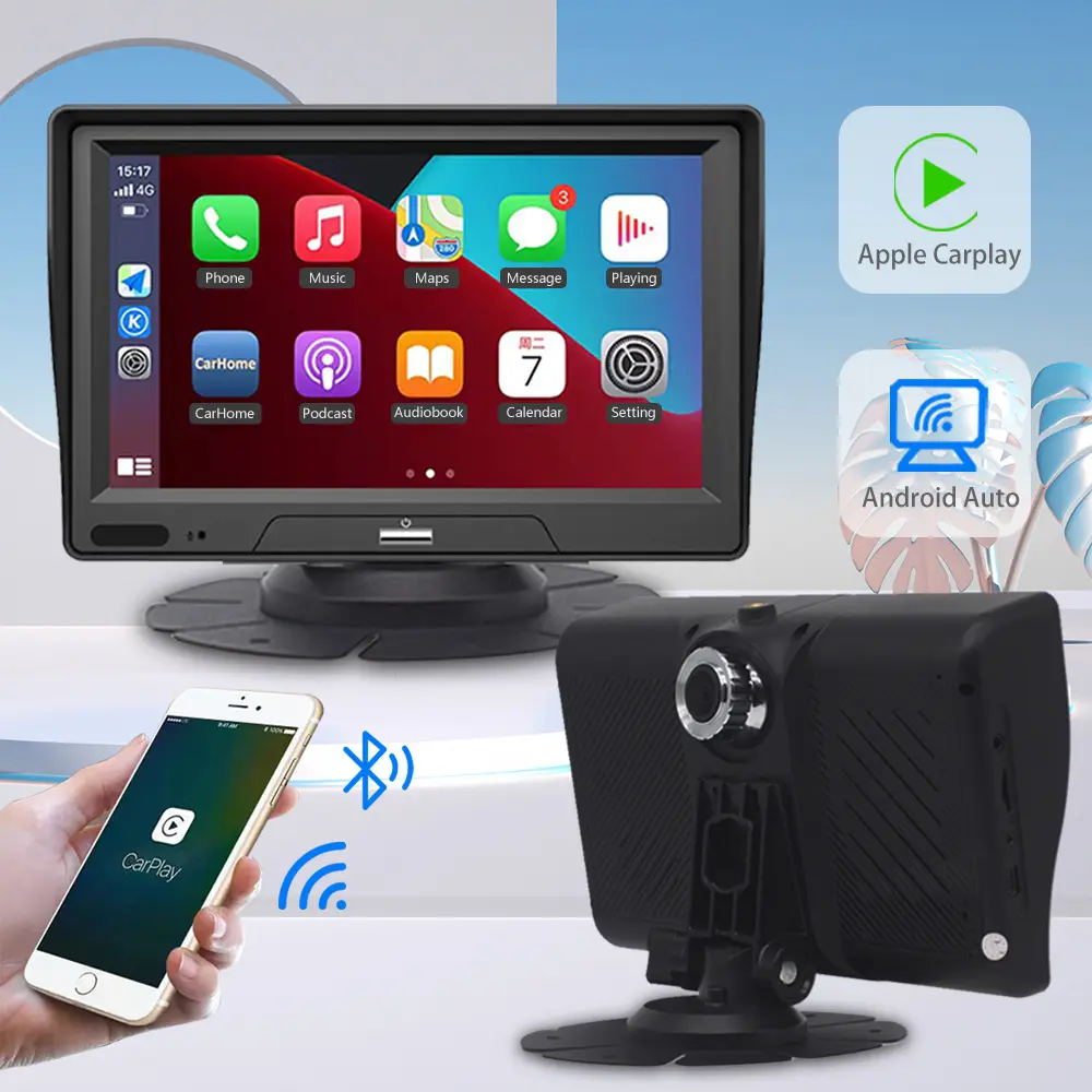 Monitor Tampilan Belakang Mobil Apple, Auto Radio Navigasi Mirror Dash Cam Kontrol Suara DVR 7 Inci Android Layar Carplay