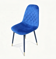 Chaises empilables en velours bleu pour salle à manger, vente en gros d'usine