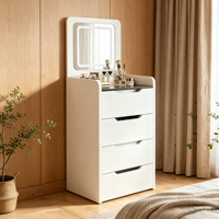 Table de toilette moderne en bois simple avec miroir LED pour hôtel et appartement