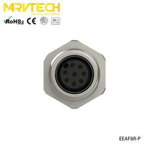 Conector M12 Marvtech EtherNet Cat5e Macho de 8 Polos para Montaje Trasero en Riel, Resistente al Agua - Product Image 2