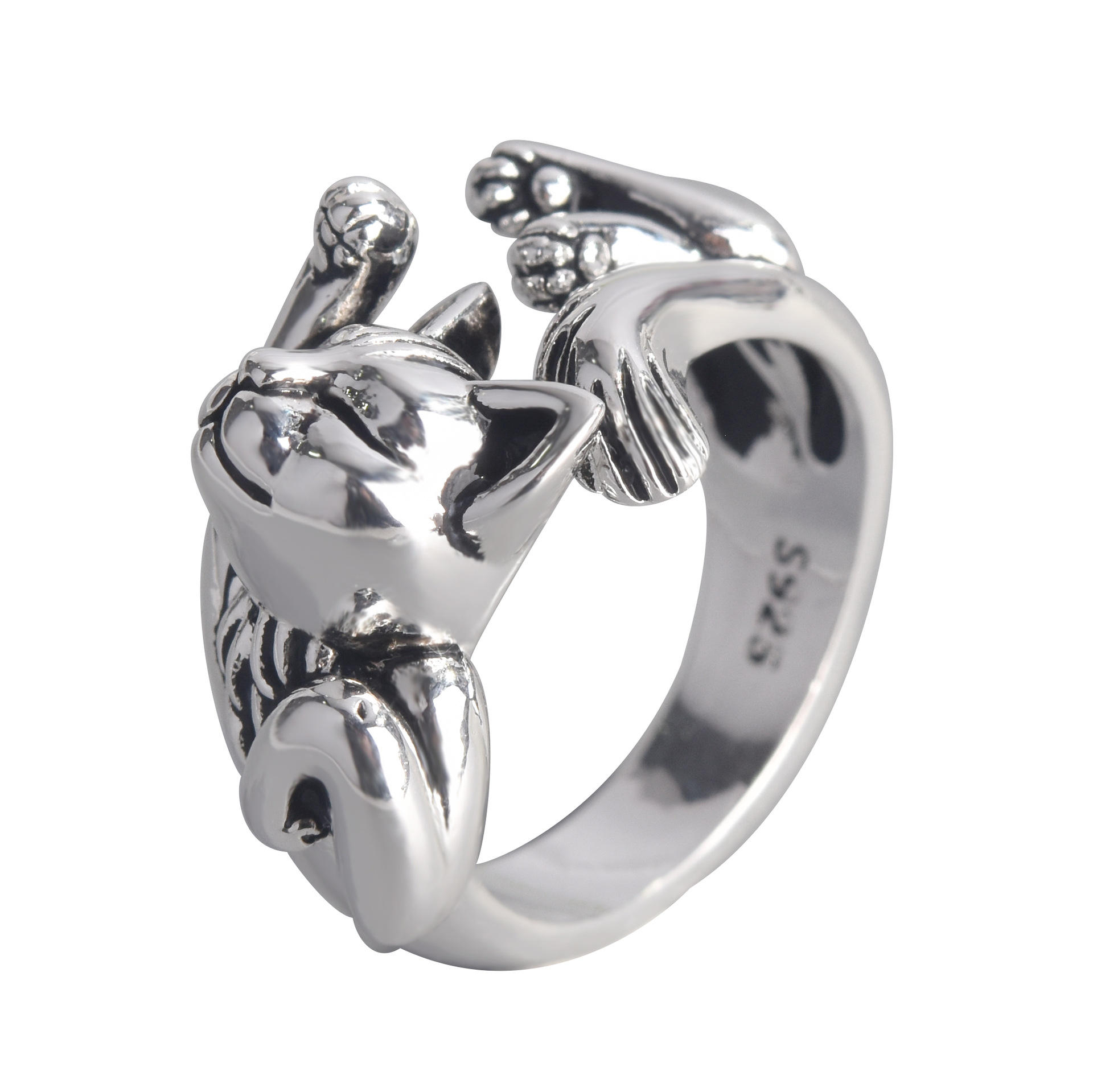 Silver Cat Animal Zodiac Adjustable Ring Jewelry For Men Women