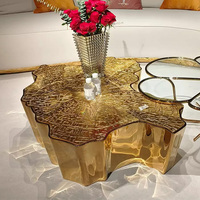 Gainsville Furniture Table centrale de luxe au design unique Eden Gold Tables basses en acier inoxydable doré au design nordique pour hôtel