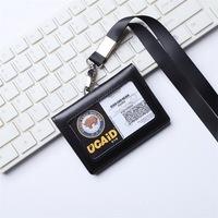 Porte-cartes de travail personnalisé, en cuir véritable, de luxe, Badge d'identité