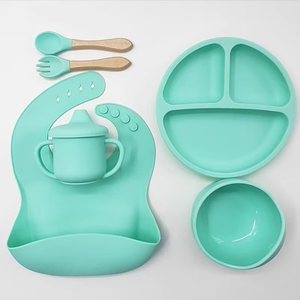 Ensemble de repas pour bébé en silicone de qualité alimentaire, sans BPA, avec ventouse, durable, incassable, coloré, logo personnalisé, prix bas - Product Image 2