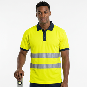 เสื้อโปโลปักโลโก้ตามสั่ง สำหรับผู้ชาย ผ้าฝ้าย 100% กันยับ พร้อมแถบสะท้อนแสง Hi Viz สำหรับงานด้านความปลอดภัย - Product Image 5