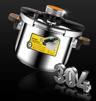 Casserole à pression en acier inoxydable 304 de 4 à 10 L, grande capacité, couvercle rotatif à une main, verrou de sécurité, ustensiles de cuisine pour cuisinière à gaz