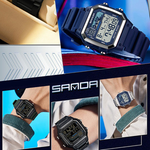 SANDA 6196 Montre numérique multifonctionnelle tendance et élégante pour étudiants, étanche, lumineuse, avec compte à rebours et alarme - Product Image 4