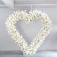 Perlengkapan Acara WG250016 Hiasan Hati Buatan Tangan untuk Pernikahan, Hari Valentine, Bunga Artifisial, Latar Belakang Fotografi, Panggung Sederhana
