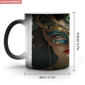 Taza de cerámica que cambia de color con el calor, 11 oz, negra mate, para sublimación, taza mágica para el hogar, la oficina o como regalo. - Product Image 1