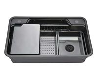 Évier de cuisine intelligent populaire, grand évier simple en nano noir, 80 litres, SUS304, multifonctionnel, design japonais et coréen avec accessoires