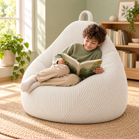 Fauteuil Poire Enfant Compressé et Côtelé avec Poignée de Transport pour Salle de Jeux, Salle de Jeux Vidéo et Mobilier Domestique