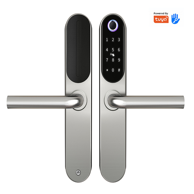 Tuya WIFI Ttlock BLE Waterproof Smart Lock 304 Stainless Steel Fingerprint Reader Cloud Support for Glass/Wood/Aluminum Doors