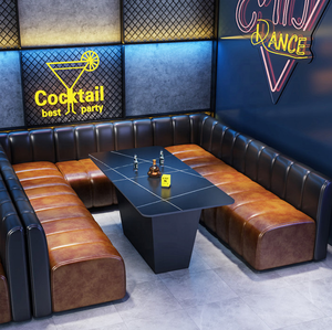 Divano Moderno in Pelle per Bar e Locali Notturni, Adatto per Arredamento Commerciale in KTV, Locali Musicali, Bar e Taverne - Product Image 1