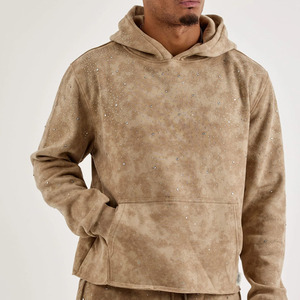 Sweat à capuche tendance en coton mélangé avec strass, séchage rapide, respirant, pour homme – Qualité supérieure, meilleur prix en promotion - Product Image 1