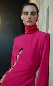 C3197 Guangzhou fornitore <span class=keywords><strong>fucsia</strong></span> nero donne Mini <span class=keywords><strong>abito</strong></span> ritaglio semplice donne vestito da partito lavorato a <span class=keywords><strong>maglia</strong></span> - Product Image 2