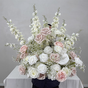 Bolas de Flores de Rosa de Seda Artificiales Realistas Personalizadas, Centro de Mesa de Tela Blanca, Decoración de Boda Hecha a Mano, Impermeable - Product Image 1
