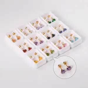 Neueste Zirkon-Metall-Stiftschmuck-Ohrring für Damen Großhandelspreis Ohrring für Babys bunte glänzende D-Edelstahl-Kinder-Ohrringsets
