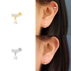 Boucles d'oreilles ROXI en zircon blanc en forme de goutte d'eau pour femmes, en argent 925, clous d'oreilles à piercing - Product Image 3