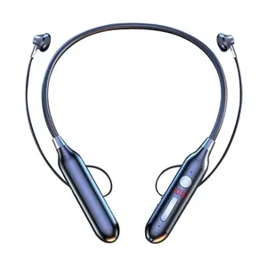 S880 BT5.1 headphone olahraga, dengan tali leher magnetik kartu TF pemutar MP3 100 jam waktu musik tampilan digital