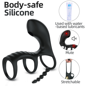 Cincin Penis Silikon & Anal Plug Grosir dengan Remote Control Nirkabel, Stimulator Getar untuk Pria, Produk Dewasa, Mainan Seks untuk Pria - Product Image 3