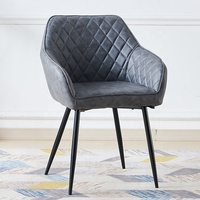 Chaise de salle à manger rembourrée de luxe Morden Peacock bleu gris diamant chaise de salle à manger design en velours avec accoudoir