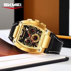 Montre pour homme en cuir, étanche, avec cadran à barillet, personnalisée, sport, affaires, phase lunaire, chronographe, mouvement à quartz simple, dessin animé - Product Image 4