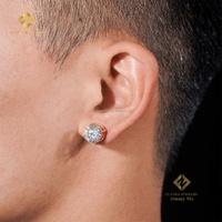 Pendientes de Oro Amarillo de 10k con Incrustaciones de Diamantes Simulados, Estilo Hip Hop, para Raperos, con 4 Garras, Tipo Moissanita