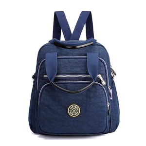 Nylon Backpack Softback 20-37L Waterproof Zipper Closure Detachable Handle Daily Use Travel Blue - Product Image 1
