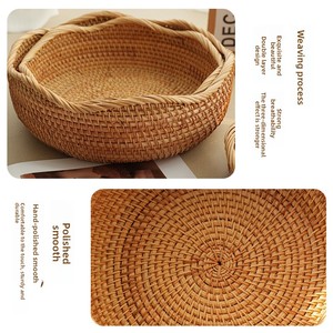 Großhandel Faltbarer Luxuriöser Vintage-Rattan-Obstkorb Weißes Geflochtenes Tablett für Couchtisch Esszimmer Aufbewahrung Obst - Product Image 2